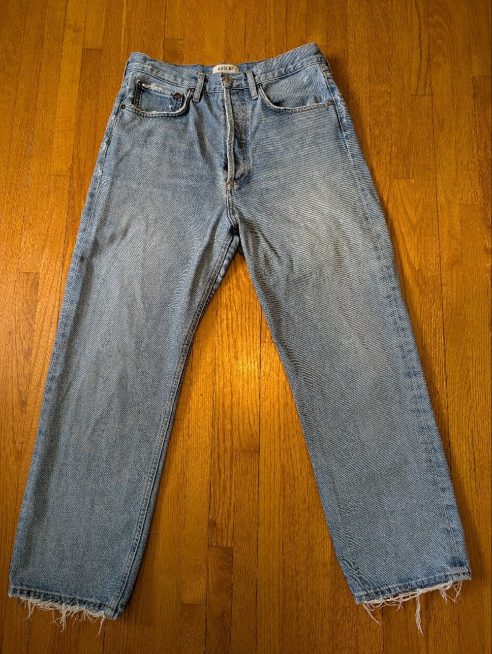 AGOLDE 90s Crop Mid Rise Loose Straight Jeans Light Wash 27